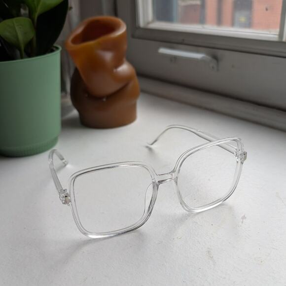 Retro Clear Square Sunglasses 70s Festival Sunnies Clean Minimalist Y2K Shades main image 7